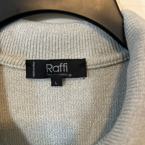 RAFFI Linea Uomo Italy  Long Sleeve Knits Polo Men's Size Large Tan/gray & Blue - Picture 3 of 10
